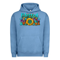 Pigment Pebble Blue blessed mom sunflower Urban Hoodie - Zillion Design Studio