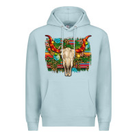 Blue Mist western christmas bull skull Premium Hoodie - RanaPortraitStore