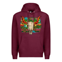 Burgundy western christmas bull skull Premium Hoodie - RanaPortraitStore