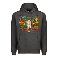 Charcoal Heather western christmas bull skull Premium Hoodie - RanaPortraitStore