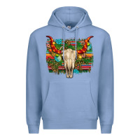 Colony Blue western christmas bull skull Premium Hoodie - RanaPortraitStore