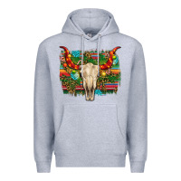 Heather Grey western christmas bull skull Premium Hoodie - RanaPortraitStore