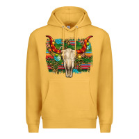 Mustard western christmas bull skull Premium Hoodie - RanaPortraitStore