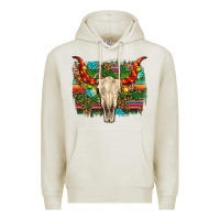 Oatmeal Heather western christmas bull skull Premium Hoodie - RanaPortraitStore
