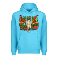 Ocean Blue western christmas bull skull Premium Hoodie - RanaPortraitStore
