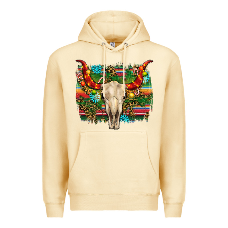 Western Christmas Bull Skull Premium Hoodie by RanaPortraitStore | Teevron