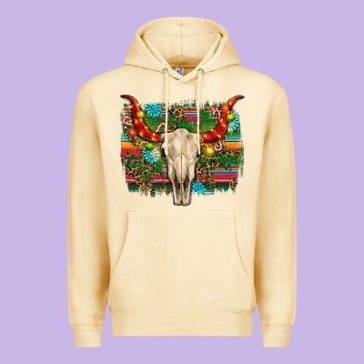 Western Christmas Bull Skull Premium Hoodie Designed By Ranaportraitstore