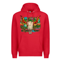 Red western christmas bull skull Premium Hoodie - RanaPortraitStore