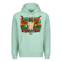 Seafoam western christmas bull skull Premium Hoodie - RanaPortraitStore