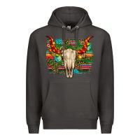 Smoke western christmas bull skull Premium Hoodie - RanaPortraitStore