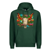 Sports Green western christmas bull skull Premium Hoodie - RanaPortraitStore
