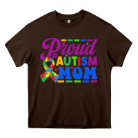 Chocolate Brown Proud Autism Mom Heavy Core Tee - CowhideDigitalArt