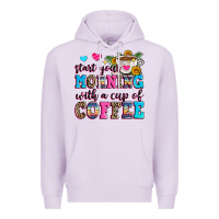 Lilac start your morning with a cup of coffee Premium Hoodie - Zillion Design Studio