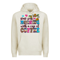 Oatmeal Heather start your morning with a cup of coffee Premium Hoodie - Zillion Design Studio