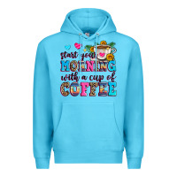 Ocean Blue start your morning with a cup of coffee Premium Hoodie - Zillion Design Studio