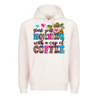 Pale Pink start your morning with a cup of coffee Premium Hoodie - Zillion Design Studio