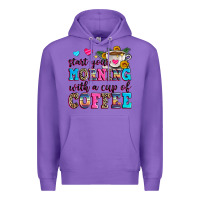 Purple start your morning with a cup of coffee Premium Hoodie - Zillion Design Studio