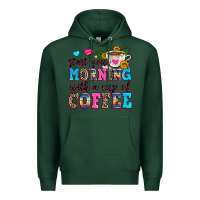 Sports Green start your morning with a cup of coffee Premium Hoodie - Zillion Design Studio