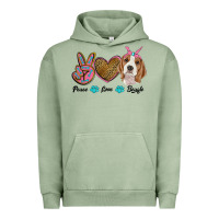 Pigment Oil Green peace love beagle Urban Hoodie - RanaPortraitStore