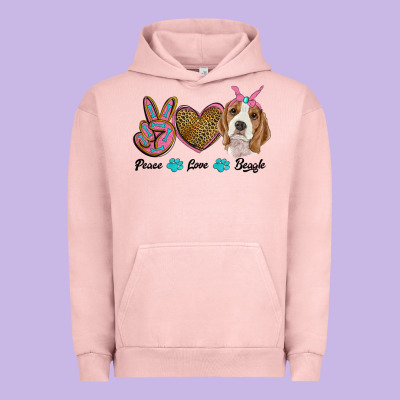 Peace Love Beagle Urban Hoodie Designed By Ranaportraitstore
