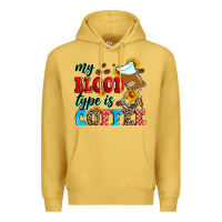 Antique Gold my blood type is coffee Premium Hoodie - Zillion Design Studio