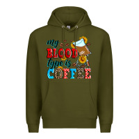 Army Green my blood type is coffee Premium Hoodie - Zillion Design Studio