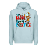 Blue Mist my blood type is coffee Premium Hoodie - Zillion Design Studio