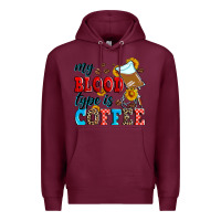 Burgundy my blood type is coffee Premium Hoodie - Zillion Design Studio