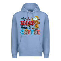 Colony Blue my blood type is coffee Premium Hoodie - Zillion Design Studio