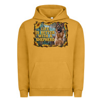 Pigment Peanut Butter life is better with a shepperd Urban Hoodie - RanaPortraitStore