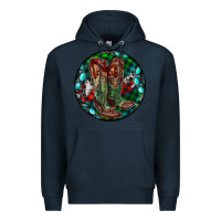 Navy Christmas Cowboy Boots Premium Hoodie - RanaPortraitStore