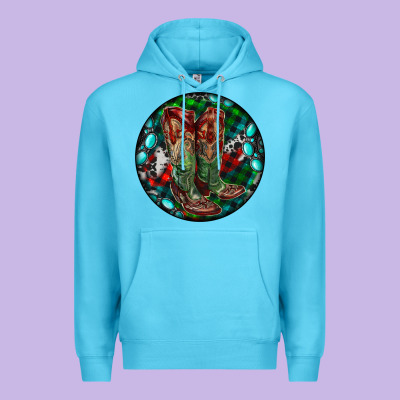 Christmas Cowboy Boots Premium Hoodie Designed By Ranaportraitstore