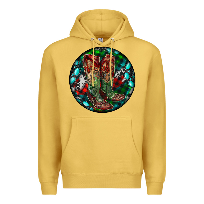Christmas Cowboy Boots Premium Hoodie by RanaPortraitStore | Teevron
