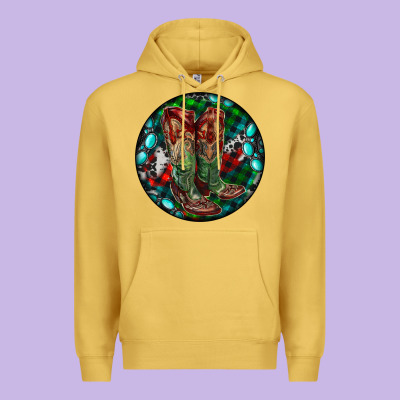 Christmas Cowboy Boots Premium Hoodie Designed By Ranaportraitstore