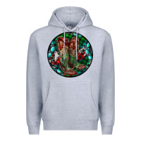 Heather Grey Christmas Cowboy Boots Premium Hoodie - RanaPortraitStore
