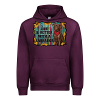 Mauve Wine life is better with a labrador Urban Hoodie - RanaPortraitStore
