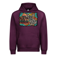 Mauve Wine life is better with a frenchie Urban Hoodie - RanaPortraitStore