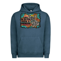 Pigment Midnight Navy life is better with a frenchie Urban Hoodie - RanaPortraitStore