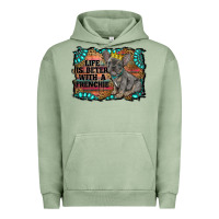 Pigment Oil Green life is better with a frenchie Urban Hoodie - RanaPortraitStore