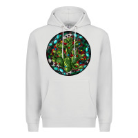 Dove Grey Christmas Santa Claus round Premium Hoodie - RanaPortraitStore