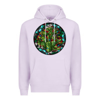Lilac Christmas Santa Claus round Premium Hoodie - RanaPortraitStore