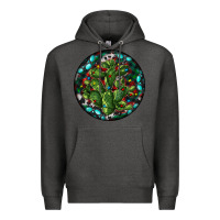 Charcoal Heather Christmas Santa Claus round Premium Hoodie - RanaPortraitStore