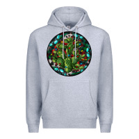 Heather Grey Christmas Santa Claus round Premium Hoodie - RanaPortraitStore