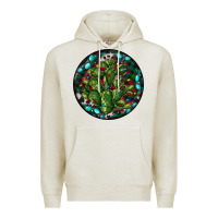 Oatmeal Heather Christmas Santa Claus round Premium Hoodie - RanaPortraitStore