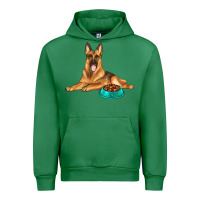 Emerald german shepherd with food bowl Urban Hoodie - texasbilliewilder