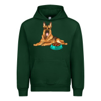 Forest Green german shepherd with food bowl Urban Hoodie - texasbilliewilder