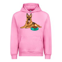 Fuchsia Pink german shepherd with food bowl Urban Hoodie - texasbilliewilder