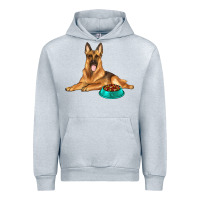 Heather Grey german shepherd with food bowl Urban Hoodie - texasbilliewilder