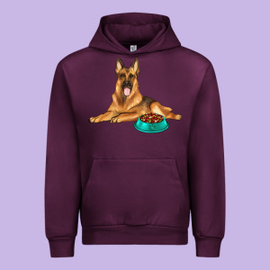 German Shepherd With Food Bowl Urban Hoodie Designed By Texasbilliewilder