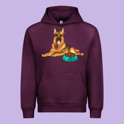 German Shepherd With Food Bowl Urban Hoodie Designed By Texasbilliewilder